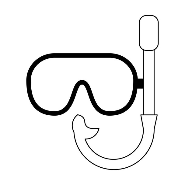 Máscara de buceo símbolo aislado en blanco y negro
 - Vector, Imagen