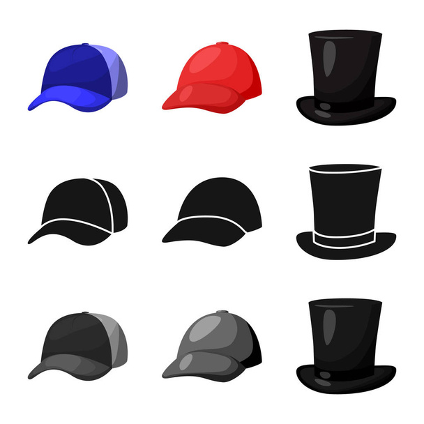 Vector design of clothing and cap sign. Collection of clothing and beret vector icon for stock. - Вектор,изображение