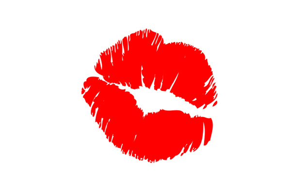 Female red lipstick kiss isolated on white background - illustration concept - Photo, Image