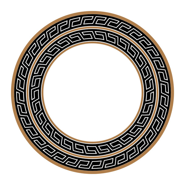Chiave greca cornice rotonda. Tipico egiziano, assiro e greco motivi cerchio di confine
. - Vettoriali, immagini