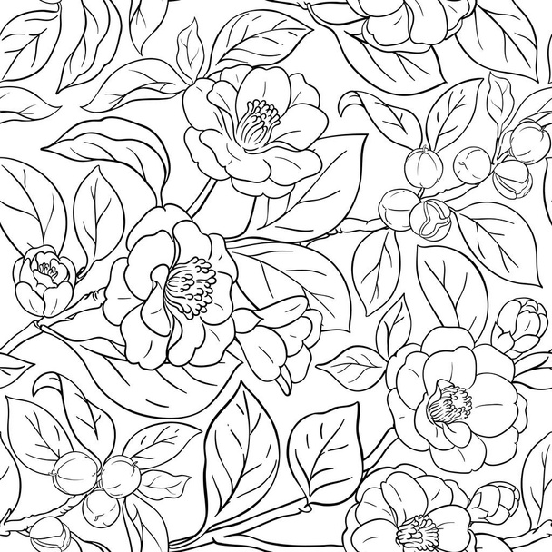 camellia vector pattern - Vektör, Görsel