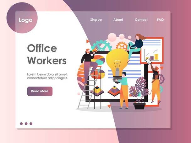 Office werknemers vector website landing page ontwerpsjabloon - Vector, afbeelding