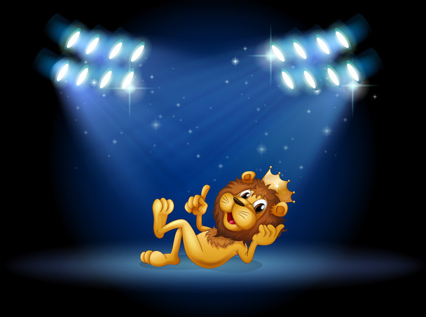 βασιλιάς λιοντάρι στο κέντρο του σταδίου - Διάνυσμα, εικόνα