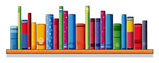 A wooden shelf with books - Vector, Image