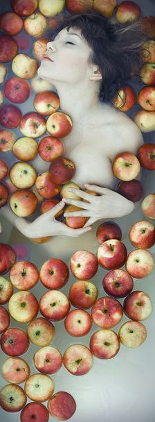 Girl in apples - Photo, Image