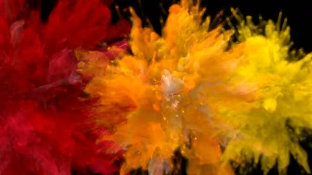 Red Orange Yellow Color Burst - Multiple colorful smoke explosions fluid alpha - Footage, Video
