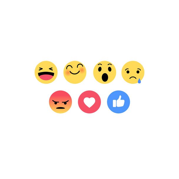 abstrakte Reihe von Emoticons. Emoji flache Stil-Symbole auf weißem Hintergrund. - Vektor, Bild
