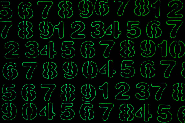 Antecedentes. de cero a nueve. Textura de números. Símbolos monetarios Numerología. Ecuaciones y fórmulas matemáticas - Foto, imagen