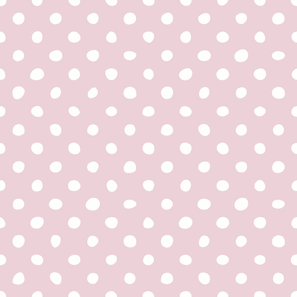 Tile vector pattern with white doodle polka dots on pink background - Vektor, Bild