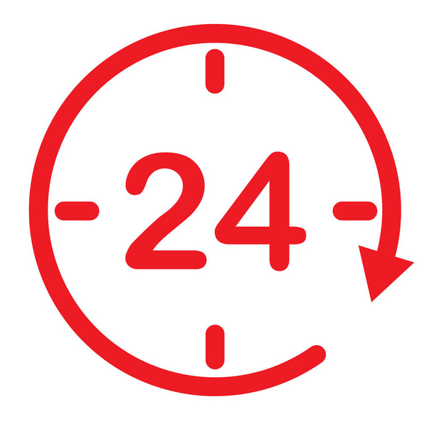 Asistencia las 24 horas. símbolo del reloj. abrir 24 horas icono para el diseño de su sitio web, logotipo, aplicación, interfaz de usuario
. - Vector, Imagen