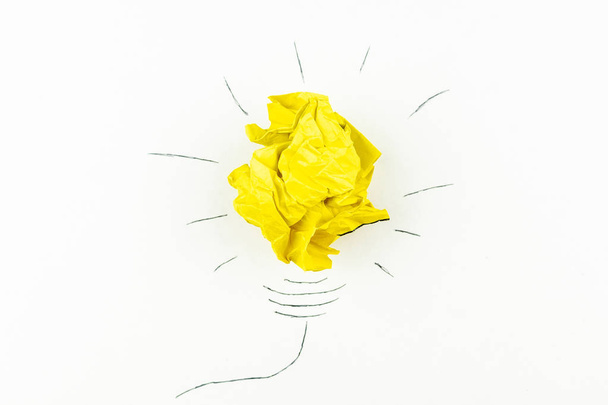crumpled paper light bulb - Photo, image