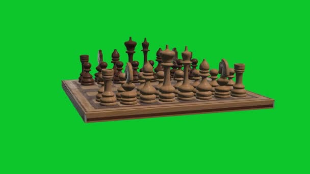 sakktábla 3D közelről kamera animáció zöld képernyő új minőségi táblás játék hűvös szép örömteli video 4k Stock Footage - Felvétel, videó