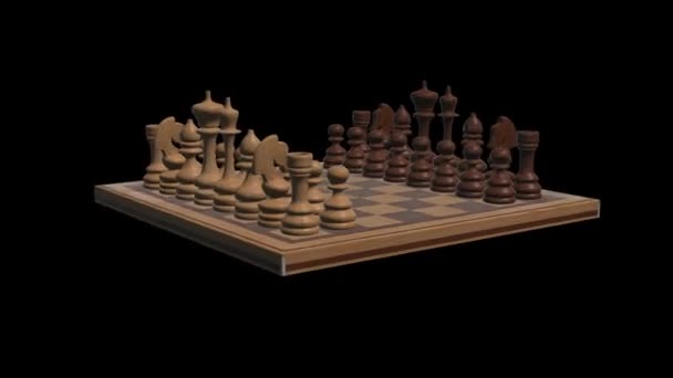 satranç tahtası 3D yakın çekim kamera animasyon yeni kalite tahta oyun serin güzel neşeli video 4k Stok görüntüleri - Video, Çekim