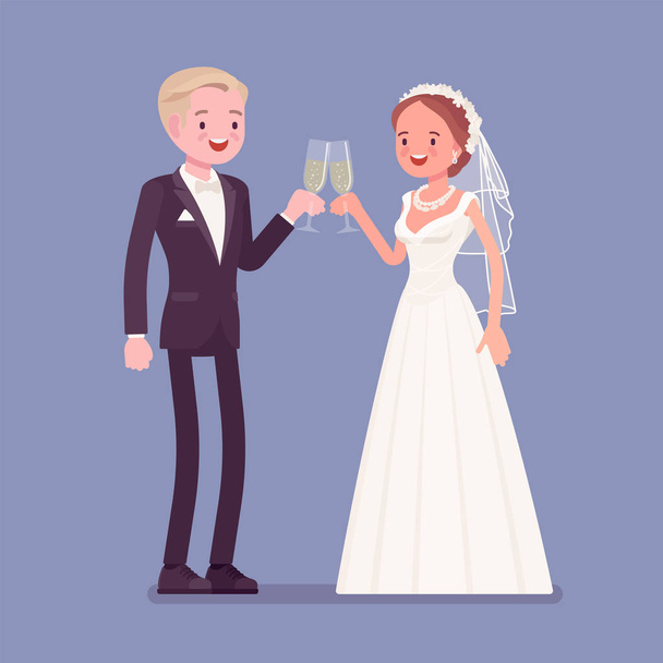 Noiva e noivo desfrutar de bebidas na cerimônia de casamento
 - Vetor, Imagem