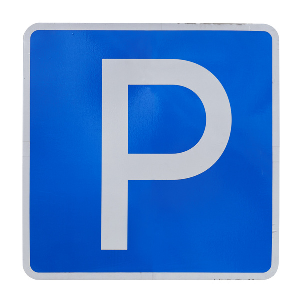 Señal de aparcamiento real aislado en blanco
 - Foto, Imagen
