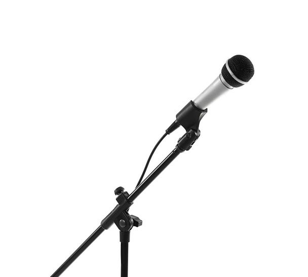 Microphone with stand on white background - Фото, изображение