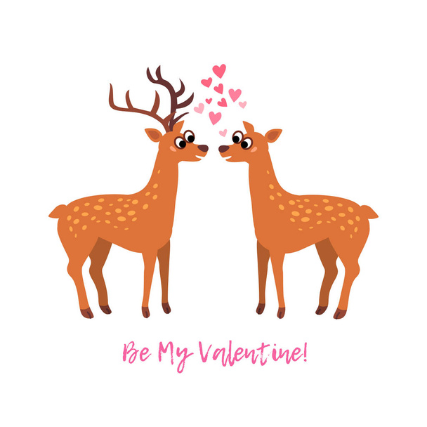 Tarjeta de felicitación del día de San Valentín con un par de ciervos
 - Vector, Imagen