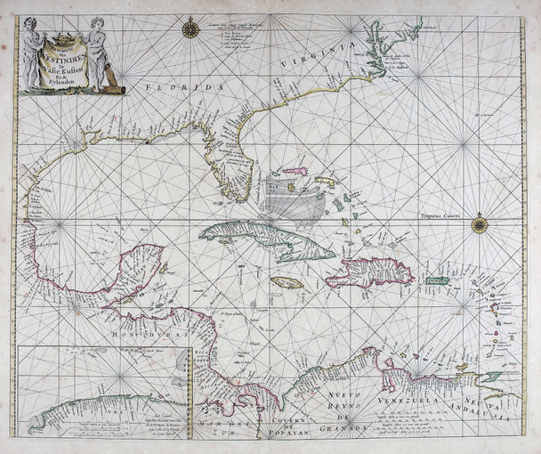 Ancient navigation map. Retro image - Photo, Image