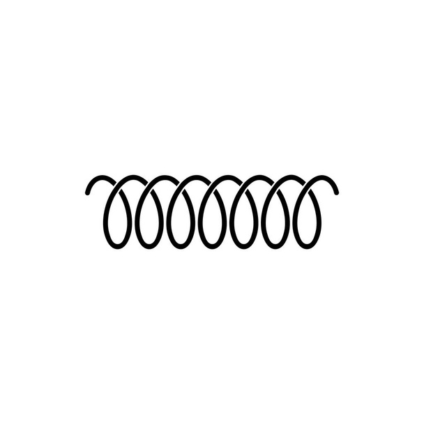 渦巻線または湾曲したワイヤーコードのスパイラルスプリングベクトルロゴアイコン - ベクター画像