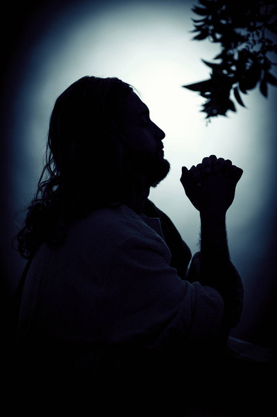 Jesucristo orando por la noche
 - Foto, imagen