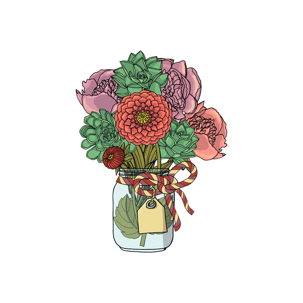 Ramos de garabatos dibujados a mano de diferentes flores aisladas
 - Vector, imagen