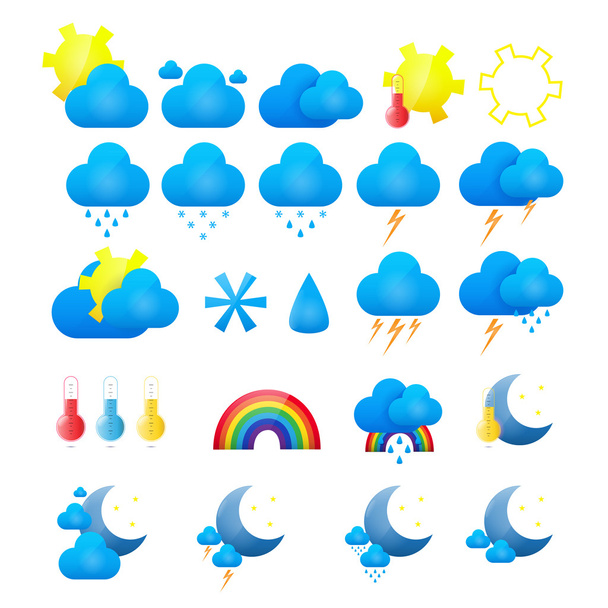 Conjunto de iconos meteorológicos vectoriales
 - Vector, Imagen