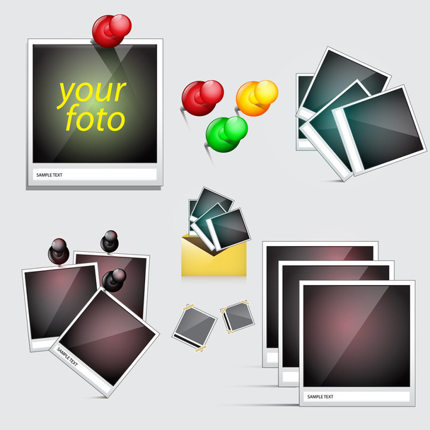 Vector icons set. Instant photo with pin - Vector, Image