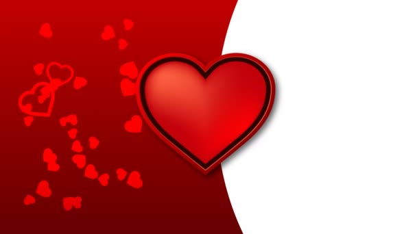 De rode hart pulsen in het ritme, en een ander rood hart van verschillende maten danst tegen de achtergrond. - Video