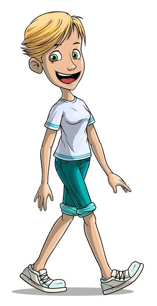 Cartoon blonde smiling girl character vector - Διάνυσμα, εικόνα