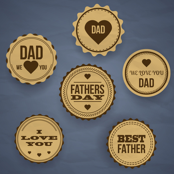 Ensemble vectoriel : Étiquettes et icônes Vintage Happy Fathers Day
 - Vecteur, image