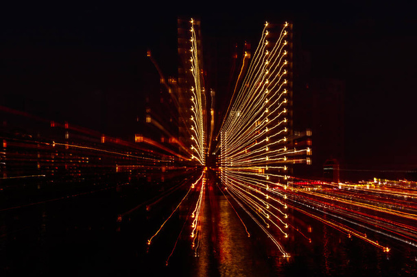 gece şehir hareket hafif çizgiler - Fotoğraf, Görsel