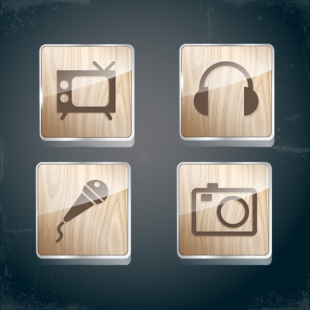 Set of photo, video and musical icons - Vettoriali, immagini