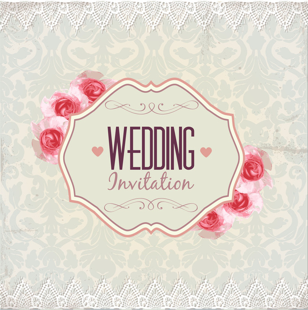 Wedding invitation. Vintage lace vector design. - Vector, Image