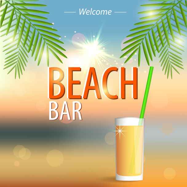 Beach Bar poster. Vector background. - Vector, Image