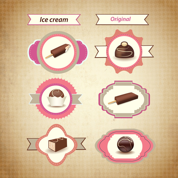 Retro ice cream icons. Vector - Vector, Image