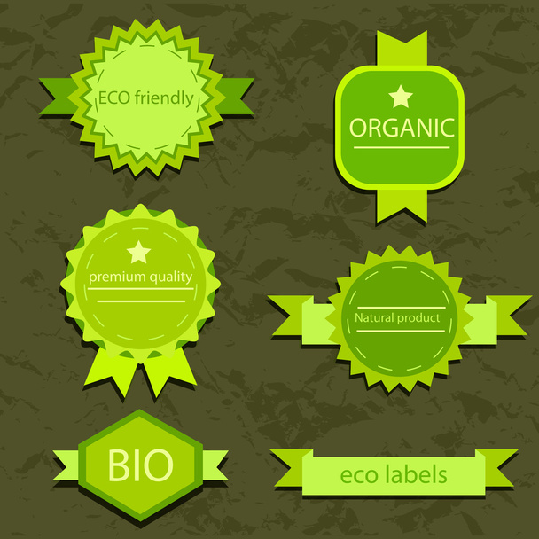 Collection of vintage grunge bio and eco labels natural products - Vector, Image