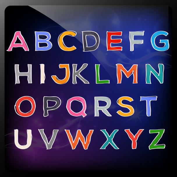 Hand drawn colorful abc letters. Vector - Vector, Image