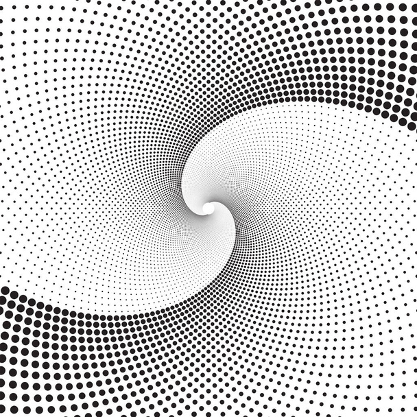 Padrão de espiral vetorial meio-tom pontilhado ou textura - Vetor, Imagem
