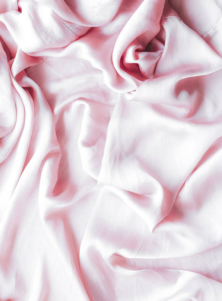 Pink soft silk texture, flatlay background - Foto, Imagem