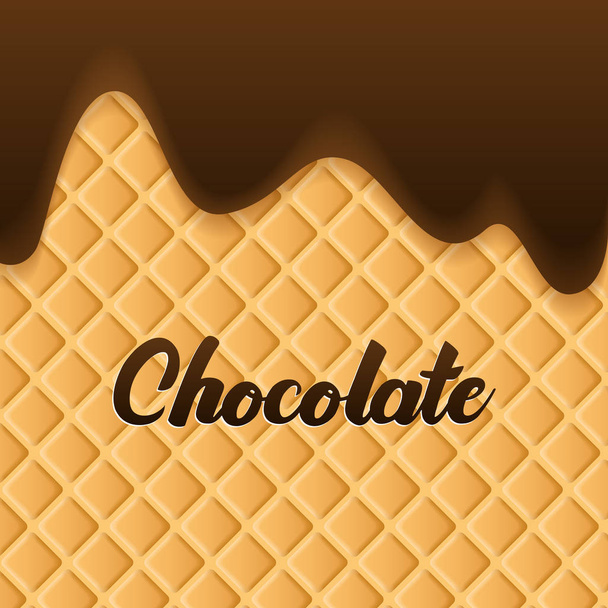 Chocolade crème gesmolten op wafer achtergrond - Vector, afbeelding