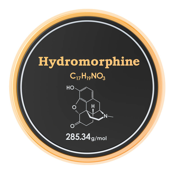 Hydromorphone, dihydromorphinone circle icon, 3D rendering isola - Foto, Bild