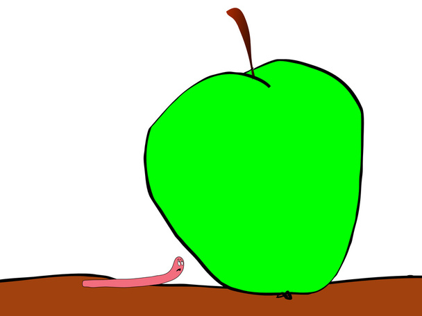σκουλήκι και μεγάλο μήλο - Φωτογραφία, εικόνα