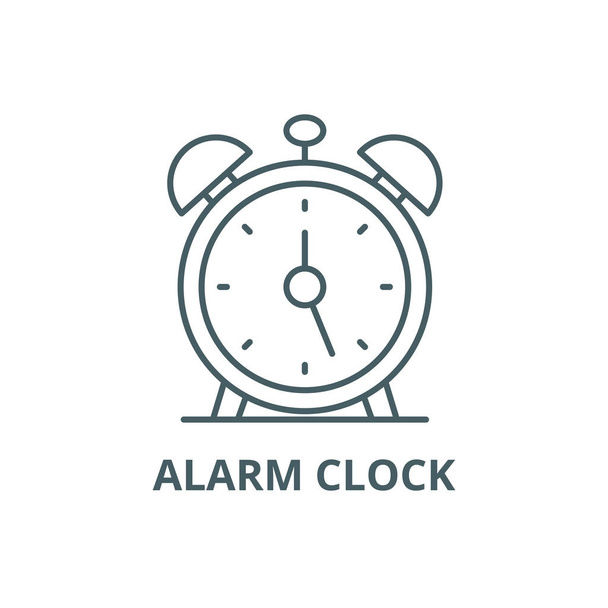 Alarm clock line icon, vector. Alarm clock outline sign, concept symbol, flat illustration - Vektor, obrázek