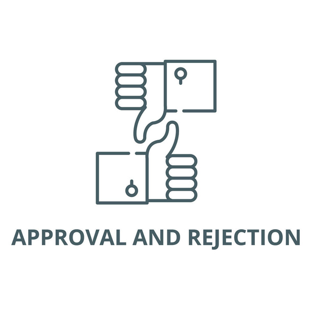 Approval and rejection line icon, vector. Approval and rejection outline sign, concept symbol, flat illustration - Vector, Image