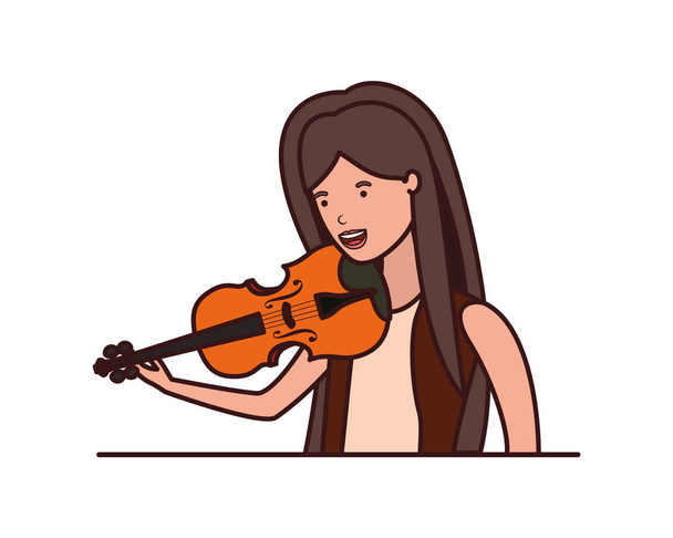 young woman with violin character - Vector, Image