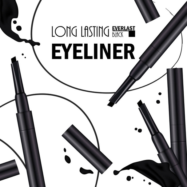 schönes Eyeliner Pen Poster zur Förderung kosmetischer Präm - Vektor, Bild