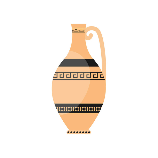 Classic greek ceramic pottery vase with ancient ornament - Vector, imagen