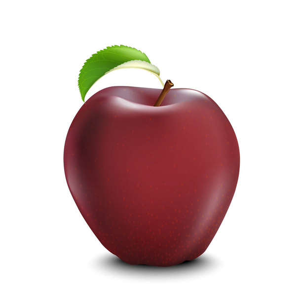 Kırmızı gerçekçi Apple. Gerçekçi 3D elma. Detaylı 3D ıllustrati - Vektör, Görsel
