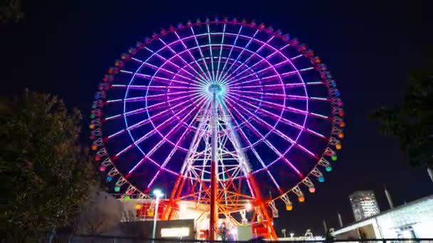 Ferris wheel at night in Odaiba Tokyo time lapse - Footage, Video