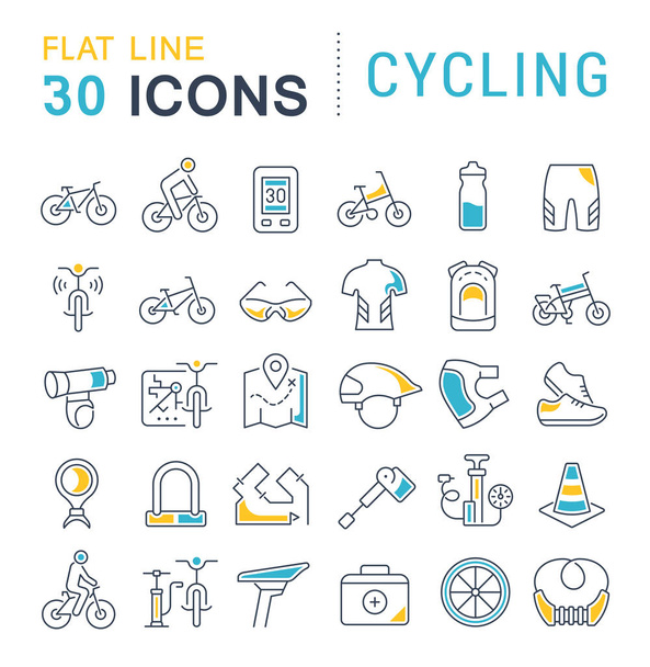 Set Vector Line Icons of Cycling. - Vektor, kép